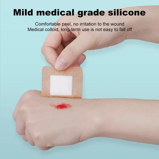 Alt view image 3 of 7 - 40 Pcs Silicone Foam Dressing 2x2 Gentle Border, Waterproof Silicone Bandages for Wounds Care, Bed Sore Patches, Super Absorbent Wound Dressing, Self Adhesive Pressure Sore Pads (40)