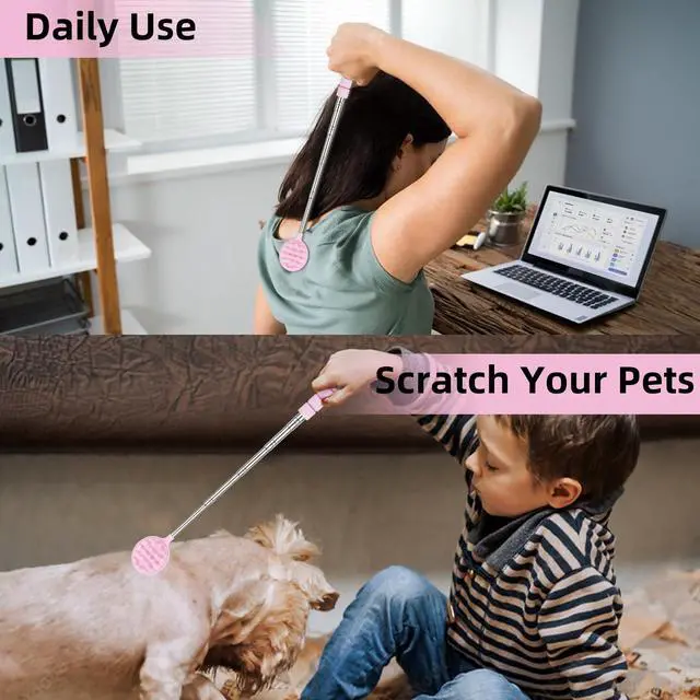 Alt view image 5 of 7 - Back Scratcher for Women, Extendable Pink Back Scratcher with Double Sided Head, Stocking Stuffers Mothers Day Gifts Christmas Birthday Gifts for Women Mom