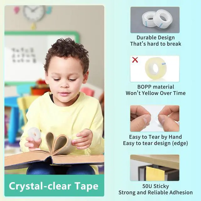Alt view image 3 of 7 - 4 Rolls Transparent Tape Refills, Clear Tape, All-Purpose Transparent Glossy Tape for Office, Home, School