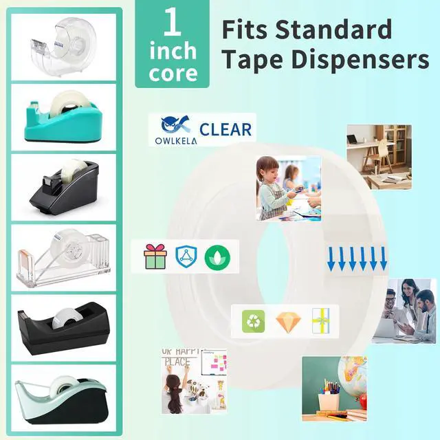 Alt view image 4 of 7 - 4 Rolls Transparent Tape Refills, Clear Tape, All-Purpose Transparent Glossy Tape for Office, Home, School