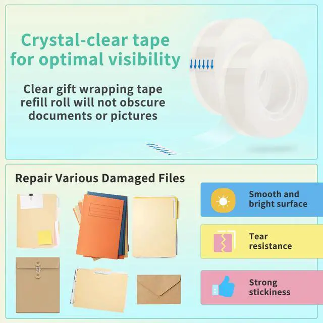 Alt view image 5 of 7 - 4 Rolls Transparent Tape Refills, Clear Tape, All-Purpose Transparent Glossy Tape for Office, Home, School