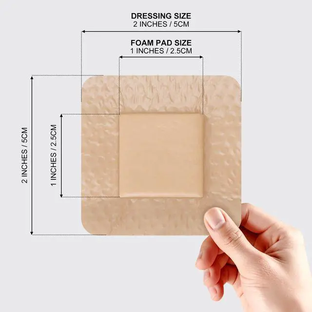 Alt view image 7 of 7 - 40 Pcs Silicone Foam Dressing 2x2 Gentle Border, Waterproof Silicone Bandages for Wounds Care, Bed Sore Patches, Super Absorbent Wound Dressing, Self Adhesive Pressure Sore Pads (40)