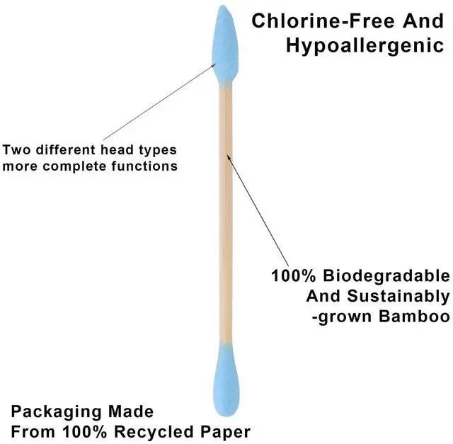 Alt view image 3 of 7 - Natural Bamboo Double-Headed Cotton Swabs,Soft & Eco-Friendly