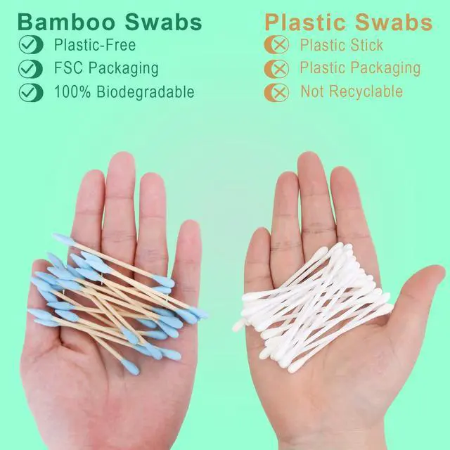 Alt view image 4 of 7 - Natural Bamboo Double-Headed Cotton Swabs,Soft & Eco-Friendly