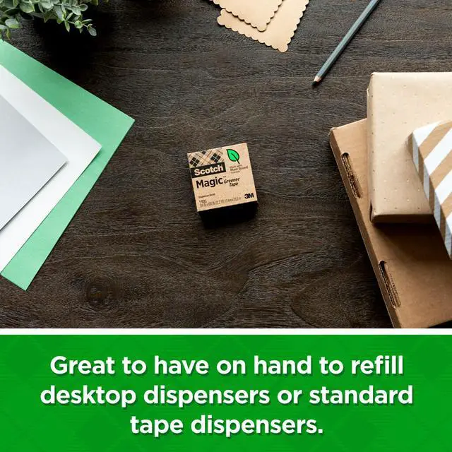 Alt view image 5 of 7 - Scotch Magic Greener Tape, 2 Rolls, Numerous Applications, Invisible, Engineered for Repairing, 3/4 x 900 Inches, Boxed (812-2P)