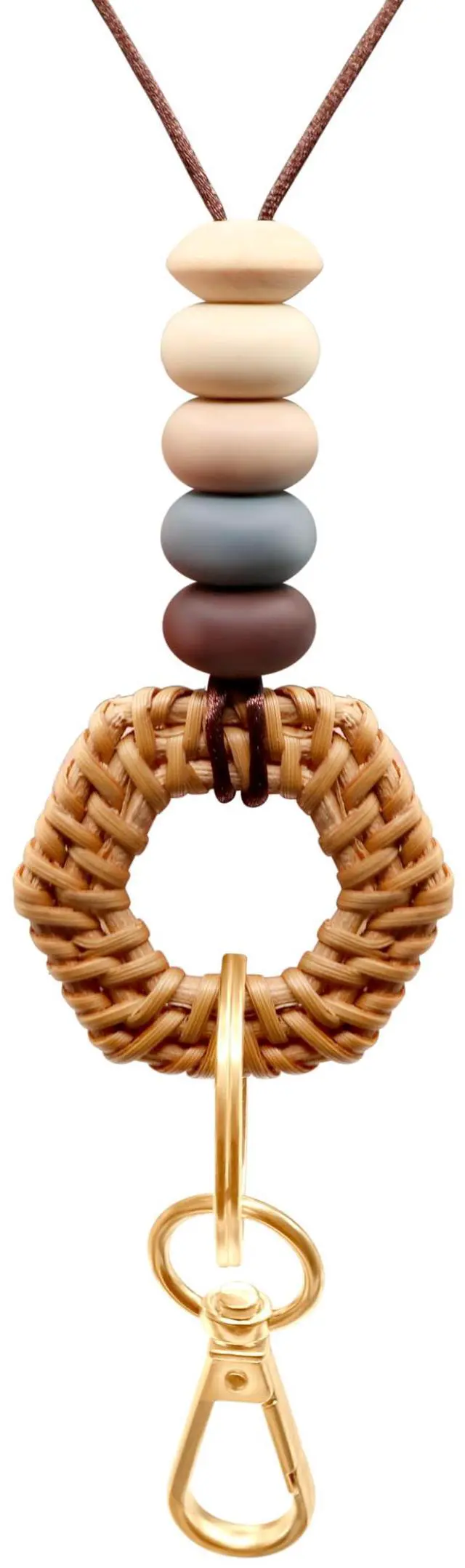 Main image of Teacher Lanyard for Id Badge Keys Cute Silicone Beaded Lanyards for Women Boho Wood Bead Lanyard Card Holder for Student Nurse Employees (Model B)