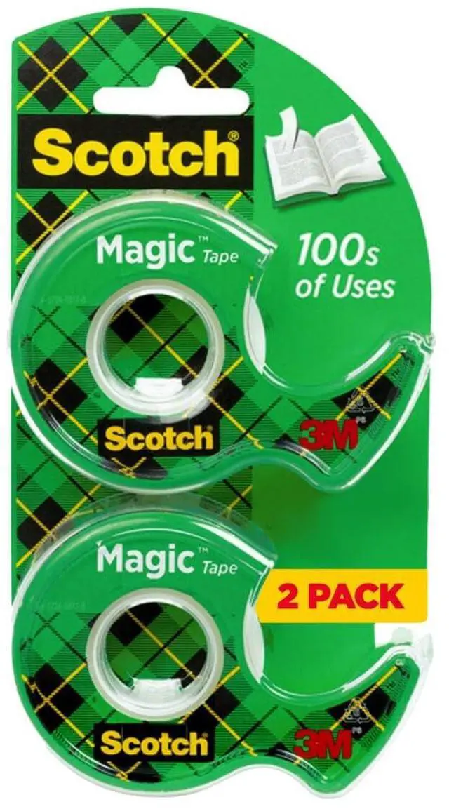 Main image of Magic Tape with Dispenser, 1/2 in x 750 in, 2 Pack Invisible Matte Finish Tape for Labeling, Repairing & Wrapping, Writable, Photo-Safe, Ideal for Office, School & Home Use