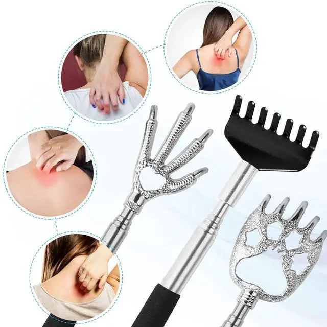 Alt view image 2 of 7 - 3 Pack Back Scratcher Metal Portable Telescoping with Rubber Handles, Extendable Back Massager Tool with Beautiful Box, White Elephant Stocking Stuffers Gifts for Men Women Christmas Presents