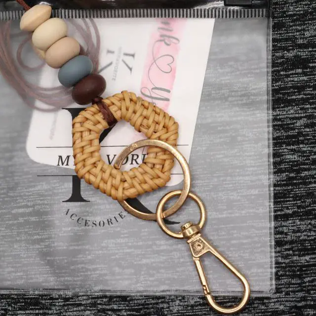 Alt view image 6 of 6 - Teacher Lanyard for Id Badge Keys Cute Silicone Beaded Lanyards for Women Boho Wood Bead Lanyard Card Holder for Student Nurse Employees (Model B)