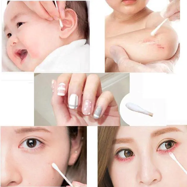 Alt view image 4 of 7 - 400Pcs Wood Stick Cotton Swabs, Natural Wooden,Cotton Head Full and Compact