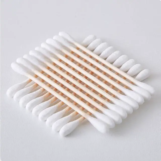 Alt view image 7 of 7 - 400Pcs Wood Stick Cotton Swabs, Natural Wooden,Cotton Head Full and Compact