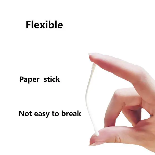 Alt view image 5 of 6 - 500pcs Mini Cotton Swabs with Paper Stick,Spiral/Round Cotton Bud,Tiny Cotton Head for Personal Care and Cleaning
