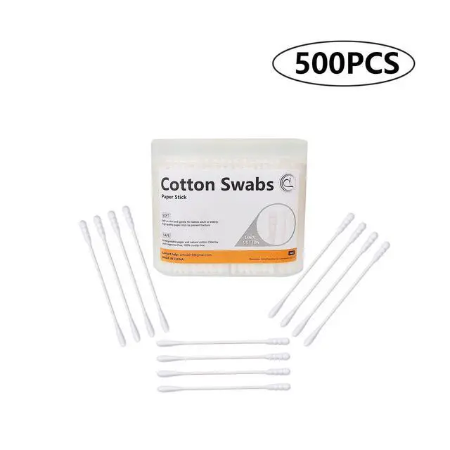 Alt view image 6 of 6 - 500pcs Mini Cotton Swabs with Paper Stick,Spiral/Round Cotton Bud,Tiny Cotton Head for Personal Care and Cleaning