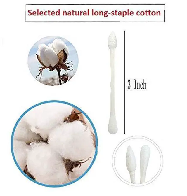 Alt view image 4 of 5 - Cotton Swabs 800 Pieces, Double Precision Tips with Paper Stick, 4 Packs of 200 Pieces (Round+Pointed Shape)