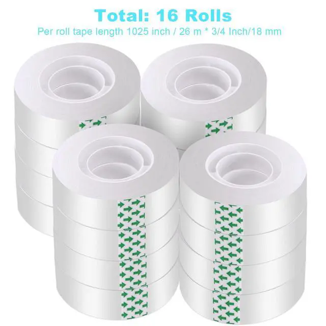 Alt view image 2 of 7 - Clear Tape 16 Rolls - Transparent Gift Wrapping Tape Refills, Premium Adhesive for Gifts, Office Tapes Bulk, Desk & Home Supplies - Gift Wrap Tape Rolls