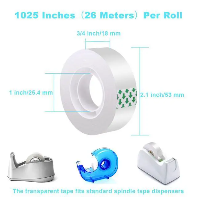 Alt view image 3 of 7 - Clear Tape 16 Rolls - Transparent Gift Wrapping Tape Refills, Premium Adhesive for Gifts, Office Tapes Bulk, Desk & Home Supplies - Gift Wrap Tape Rolls