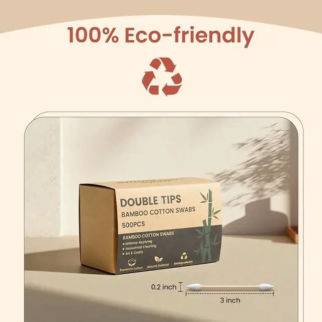 Alt view image 6 of 6 - Pointed Cotton Swabs 600 Count with Paper Box, Double Precision Tips with Bamboo Sticks, Pointy Cotton Buds for Makeup Nail Care and Crafts