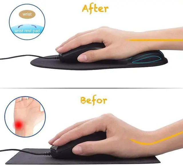 Alt view image 4 of 5 - Office Mousepad with Gel Wrist Support - Ergonomic Gaming Desktop Mouse Pad Wrist Rest - Design Gamepad Mat Rubber Base for Laptop Computer -Silicone Non-Slip Special-Textured Surface (Pink)