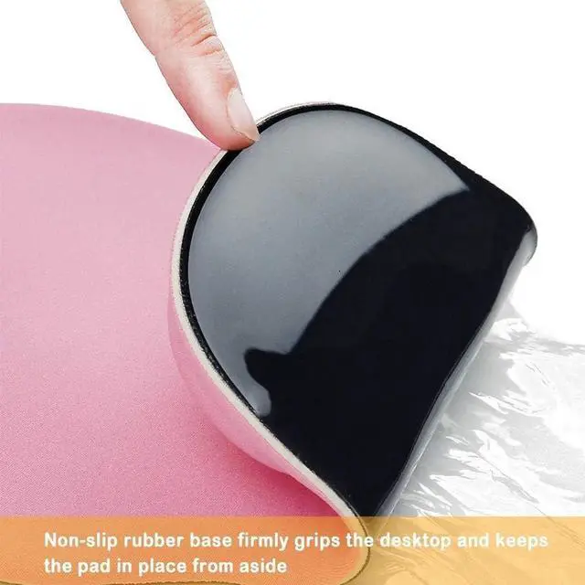Alt view image 3 of 5 - Office Mousepad with Gel Wrist Support - Ergonomic Gaming Desktop Mouse Pad Wrist Rest - Design Gamepad Mat Rubber Base for Laptop Computer -Silicone Non-Slip Special-Textured Surface (Pink)