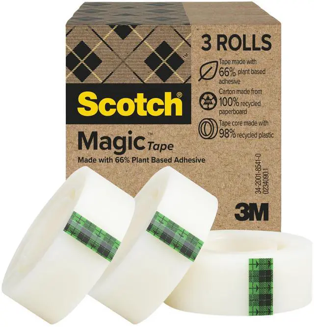 Main image of Magic Greener Tape, Invisible Tape for Fixing Paper, Office Supplies and Back to School Supplies, 0.75 in .x 900 in., 3 Rolls