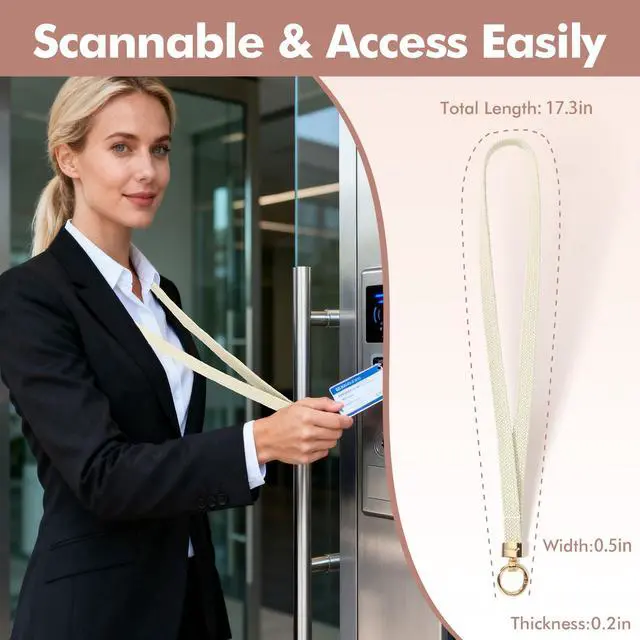 Alt view image 3 of 7 - Stretchy Cute Lanyards for ID Badges, Thin Teacher Lanyard for Key, Long Neck Keychain ID Badge Lanyards for Women/Men (Starlight)