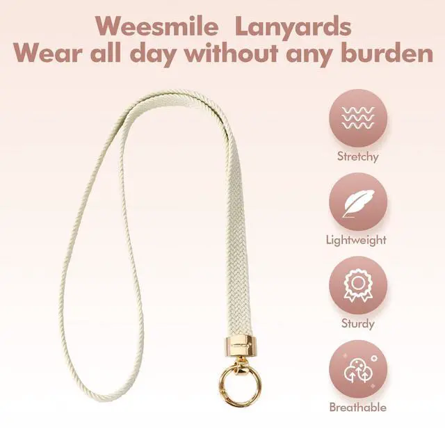 Alt view image 4 of 7 - Stretchy Cute Lanyards for ID Badges, Thin Teacher Lanyard for Key, Long Neck Keychain ID Badge Lanyards for Women/Men (Starlight)
