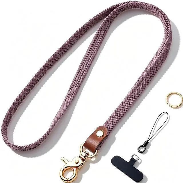 Main image of Stretchy Neck Lanyard for ID Badge Holder,Thin Keychain Lanyards for Keys, ID Badges,Teacher Lanyard for Women/Men(Smoke Purple)