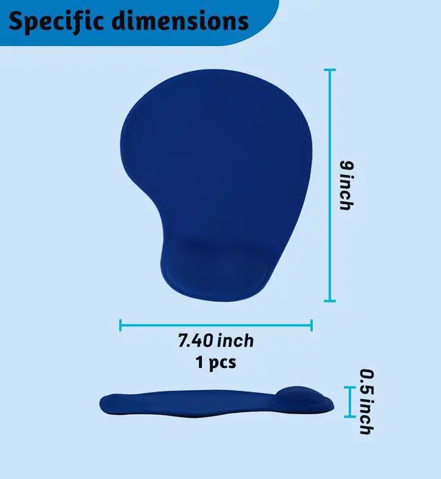 Alt view image 2 of 5 - 2 Pack Ergonomic Mouse Pads with Comfortable Gel Wrist Rest Support and Non-Slip PU Base for Pain Relief, Portable Comfortable Mousepad for Computer, Laptop, Office, Home, Travel, Royal Blue