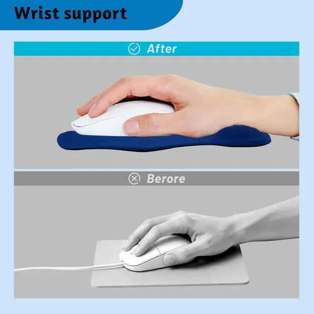 Alt view image 4 of 5 - 2 Pack Ergonomic Mouse Pads with Comfortable Gel Wrist Rest Support and Non-Slip PU Base for Pain Relief, Portable Comfortable Mousepad for Computer, Laptop, Office, Home, Travel, Royal Blue