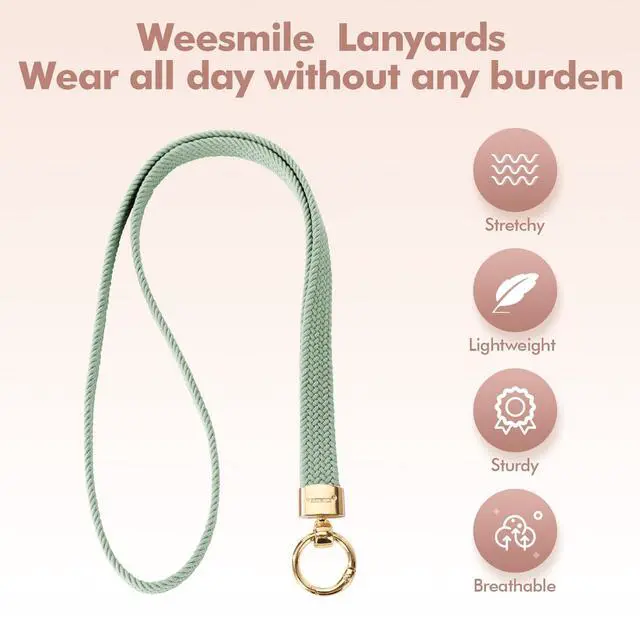 Alt view image 4 of 7 - Stretchy Cute Lanyards for ID Badges, Thin Teacher Lanyard for Key, Long Neck Keychain ID Badge Lanyards for Women/Men (Sage Green)