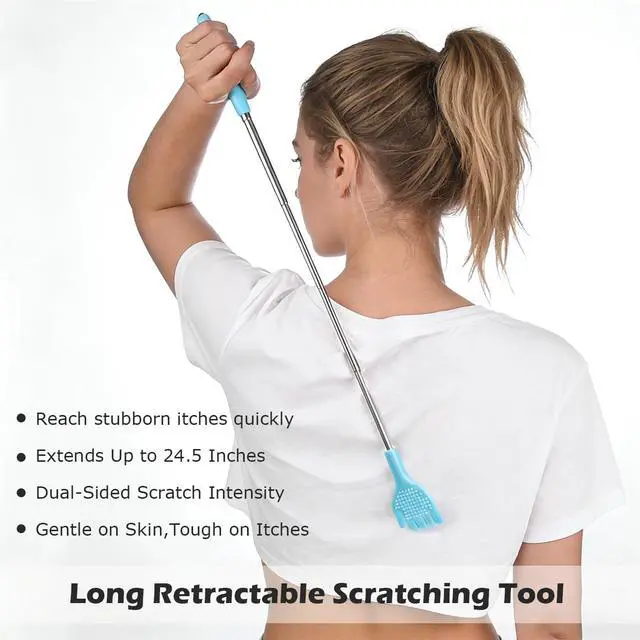 Alt view image 2 of 6 - Back Scratcher for Women Men - Hand-Like Shape | Back Scratching Tool Extendable Portable and Lightweight 21.65inch Blue