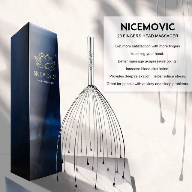 Alt view image 2 of 7 - 2 Pack Head Scalp Massager, Stocking Stuffers Stress Relief Gifts for Women Men, 20 Fingers Scalp Head Scratcher for Hair Stimulation Body Relaxing (Silver & Silver)