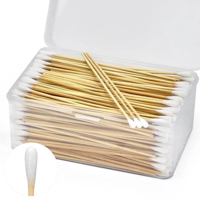 Main image of 500PCS 6" Long Cotton Swabs in Storage Box - Strong Cotton Swabs with Wooden Sticks - Tipped Applicators for Gun Cleaning, Makeup Removing, Pet Care