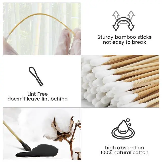 Alt view image 2 of 7 - 500PCS 6" Long Cotton Swabs in Storage Box - Strong Cotton Swabs with Wooden Sticks - Tipped Applicators for Gun Cleaning, Makeup Removing, Pet Care