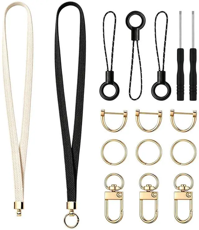 Main image of Stretchy Cute Lanyards for ID Badges, Pink & Beige Thin Teacher Lanyard for Keys, Long Neck Keychain Lanyard with Card Holder for Women