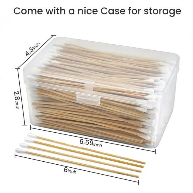 Alt view image 6 of 7 - 500PCS 6" Long Cotton Swabs in Storage Box - Strong Cotton Swabs with Wooden Sticks - Tipped Applicators for Gun Cleaning, Makeup Removing, Pet Care