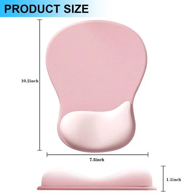 Alt view image 2 of 7 - Ergonomic Mouse Pad with Gel Wrist Support, Comfortable Wrist Rest Mousepad with Non-Slip PU Base for Pain Relief, Desk, Home & Office, Pink Serenity