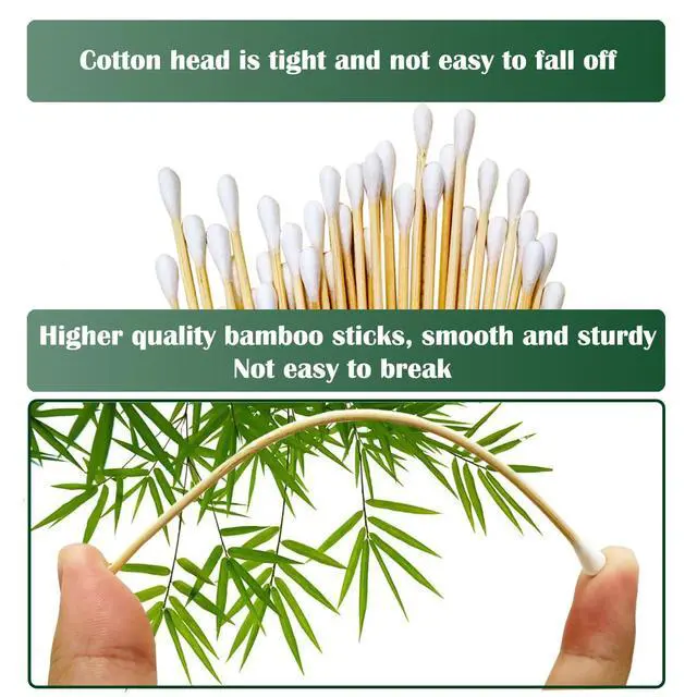 Alt view image 3 of 5 - 500 PCS 6" Long Cotton Swabs with Bamboo Handle for Makeup, Gun Cleaning or Pets Care