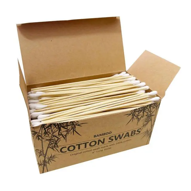 Alt view image 5 of 5 - 500 PCS 6" Long Cotton Swabs with Bamboo Handle for Makeup, Gun Cleaning or Pets Care