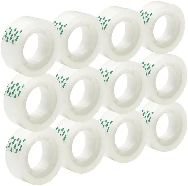 Main image of 12 Rolls Transparent Tape Refills Rolls 3/4-Inch x 720 inch, 1 inch Core, Clear Gift Wrapping Tape Refill Roll for Office, Home, School