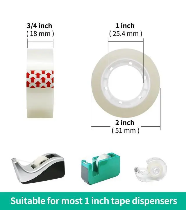 Alt view image 2 of 6 - 12 Rolls Transparent Tape Refills, Clear Tape Dispenser Refill Rolls, Glossy Gift Wrap Tapes for Office, School, Home, 3/4 x 1000 Inches