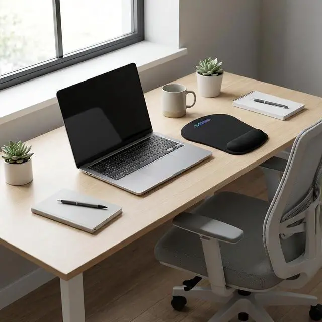 Alt view image 3 of 6 - Ergonomic Mouse Pad with Wrist Support, Memory Foam Mousepad for Laptop Computer PC Mac Gaming Office, Non Slip Rubber Base, Comfortable Wrist Rest for Home Work Desk