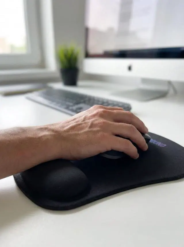 Alt view image 4 of 6 - Ergonomic Mouse Pad with Wrist Support, Memory Foam Mousepad for Laptop Computer PC Mac Gaming Office, Non Slip Rubber Base, Comfortable Wrist Rest for Home Work Desk