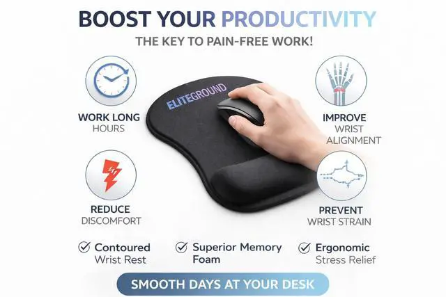 Alt view image 6 of 6 - Ergonomic Mouse Pad with Wrist Support, Memory Foam Mousepad for Laptop Computer PC Mac Gaming Office, Non Slip Rubber Base, Comfortable Wrist Rest for Home Work Desk