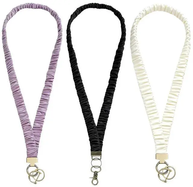 Main image of Stretchy Scrunchie Lanyard with ID Badges & Keys, Retractable Keychain Holder for Women Teacher, Nurse,Neck Lanyard for Keys