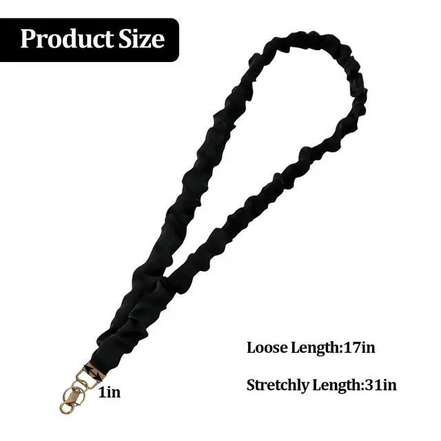 Alt view image 5 of 6 - Stretchy Scrunchie Lanyard for ID Badges,Scrunchie Teacher Lanyards,Long Neck Key Lanyard Straps Neck Lanyard for Keys(Black)