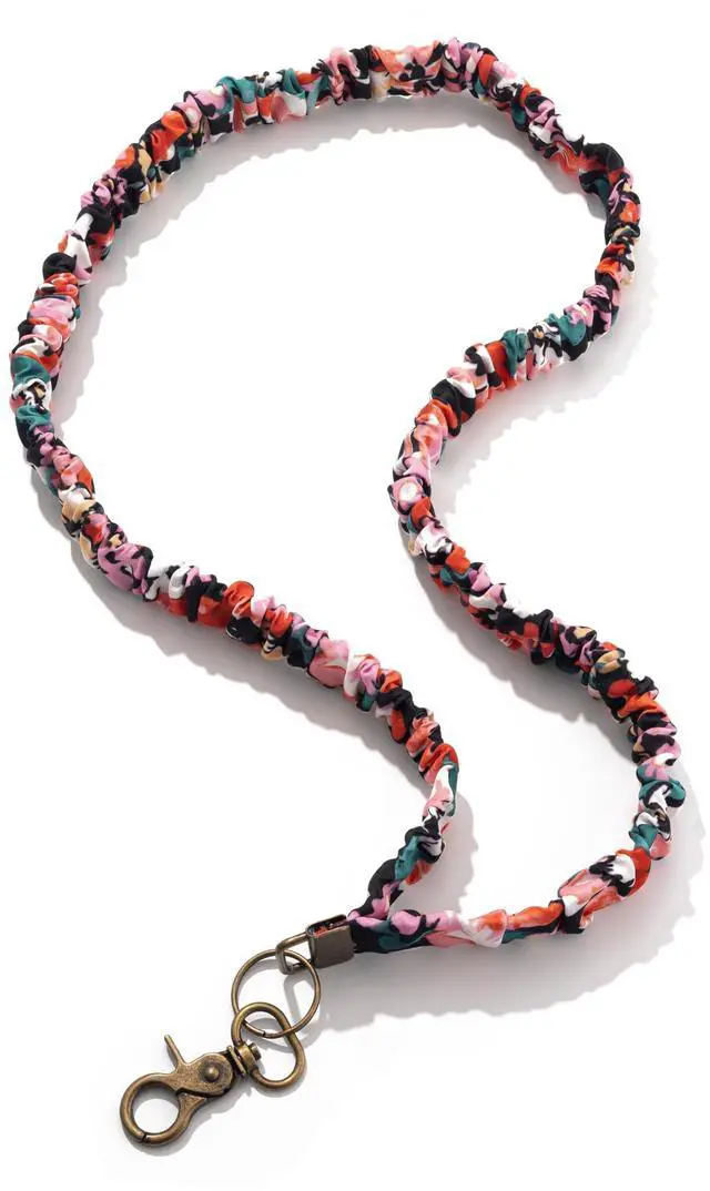 Main image of Scrunchie Lanyards for ID Badges and Keys, Cute Teacher Lanyard for Women, Nurses or Cruise, Stretchy Retractable Lanyard - Teacher Gifts
