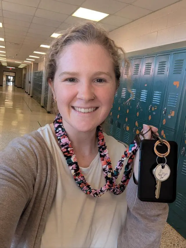Alt view image 5 of 5 - Scrunchie Lanyards for ID Badges and Keys, Cute Teacher Lanyard for Women, Nurses or Cruise, Stretchy Retractable Lanyard - Teacher Gifts