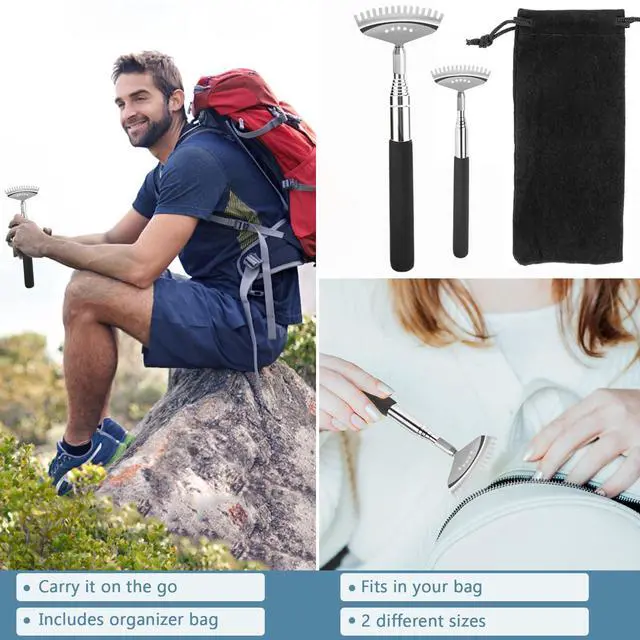 Alt view image 4 of 7 - Oversized Extendable Back Scratcher for Men Women Adults, 2 Pack Different-Sizes Telescoping Back Massager, Men Gadgets Fathers Day Dad Gifts for Birthday Christmas Stocking Stuffers
