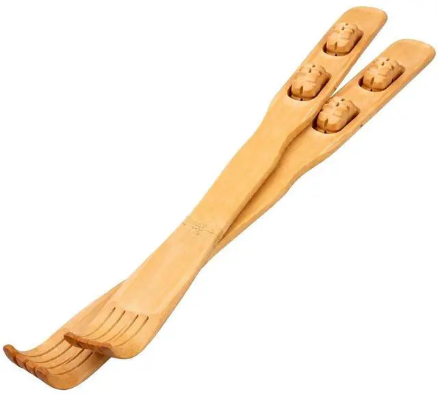 Main image of 2-Pack Bamboo Back Scratcher by Dependable Industries Long Reach, Massage Rollers, Self-Massage & Itch Relief, Eco-Friendly